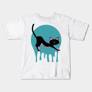 Black Cat with Pink ears Kids T-Shirt